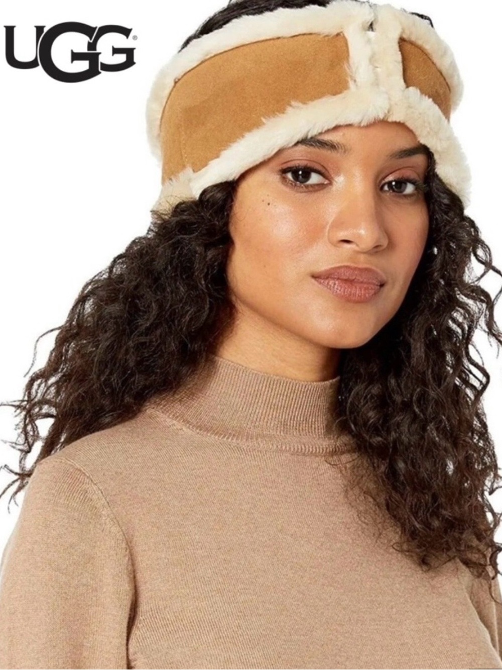 UGG Womens Chestnut Shearling Trim Headband